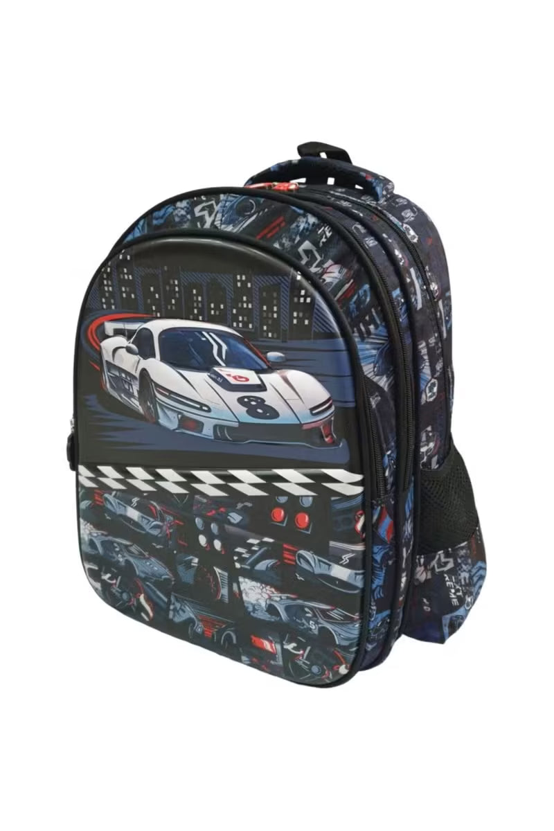 Racing Car 3D School Backpack for Boys – Durable & Spacious