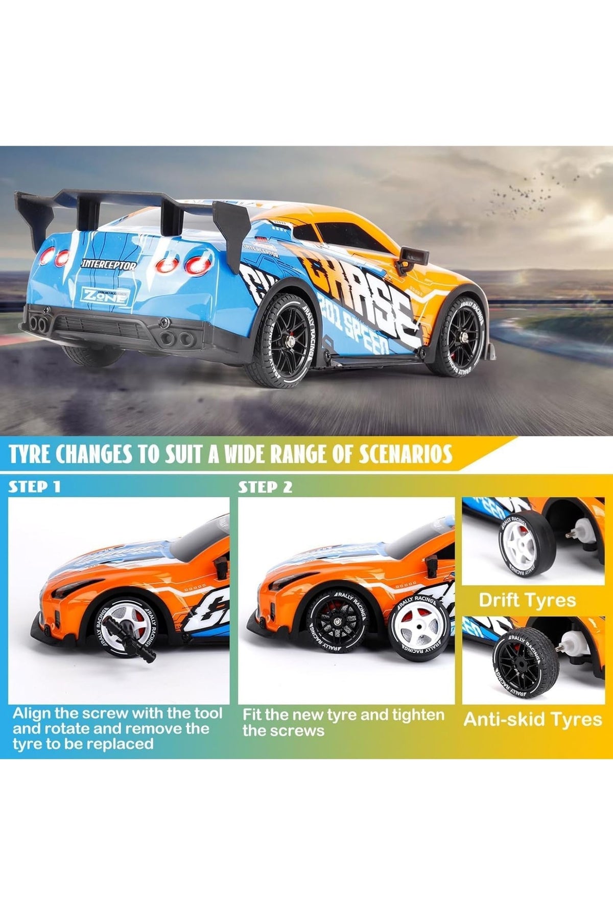 4WD RC Drift Racing Car 25KM/H with LED Lights, 1:14 – UJ99-PY360 | Assorted