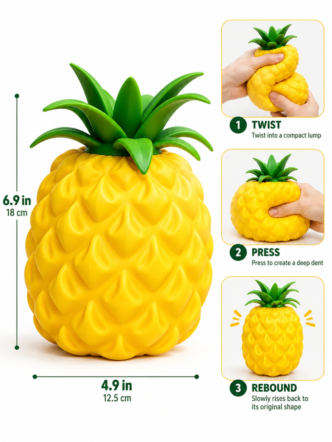 Giant Pineapple Scented Squishy Stress Ball, Jumbo Slow-Rising Fidget Toy for Kids & Adults, Yellow