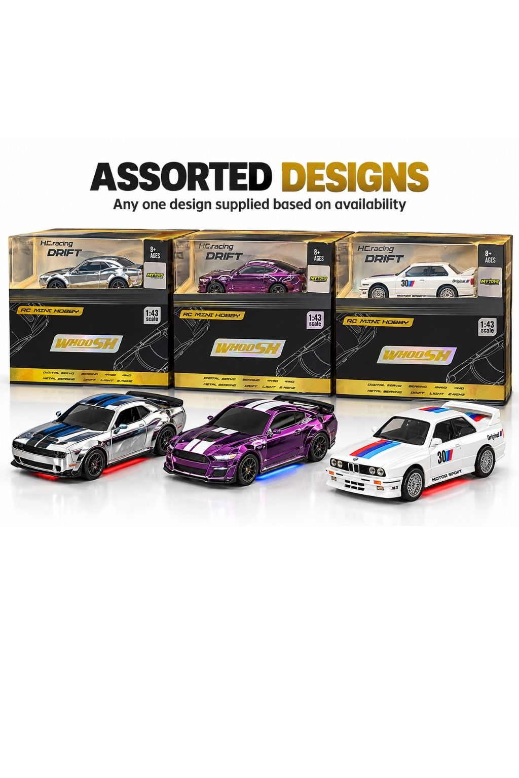 M4 Elite Mini RC Drift Car 1:43 Scale 4WD 15KM/H with Gyroscope, 2.4GHz - 01 Pcs | Assorted