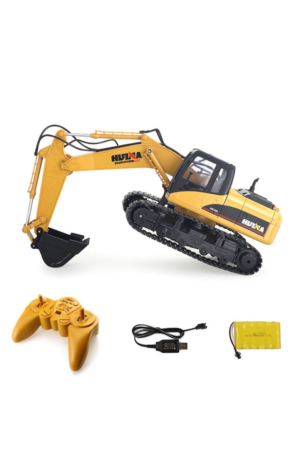 HUINA RC Alloy Excavator 2.4GHz 11CH with Mechanical Sound, LED Lights & 680° Rotation 1:16