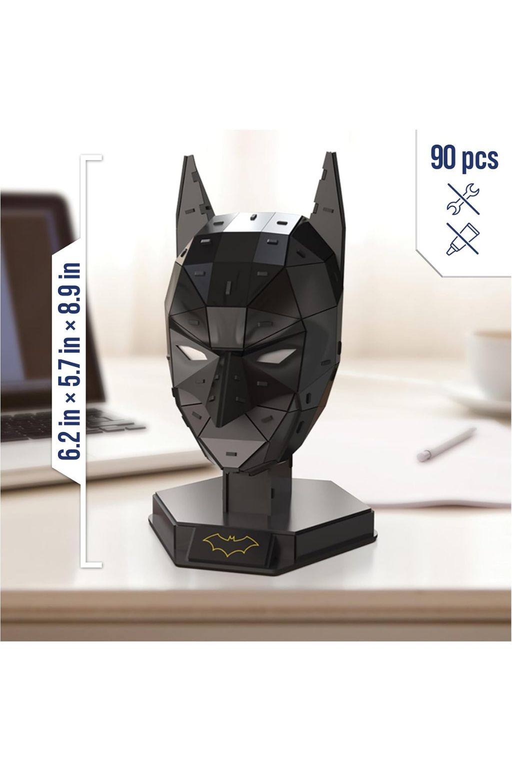 DC Batman Mask 3D Cardboard Puzzle Kit, 90 Pieces, Collectible Display Model, Ages 12+, Model 6070176