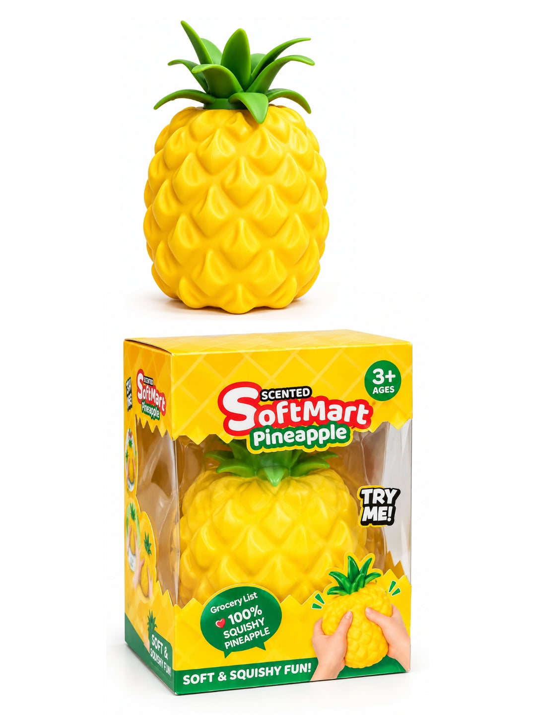 Giant Pineapple Scented Squishy Stress Ball, Jumbo Slow-Rising Fidget Toy for Kids & Adults, Yellow