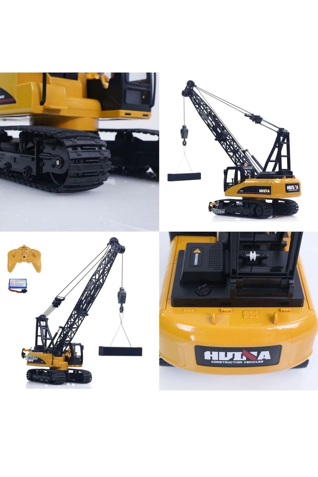 HUINA 572 RC Construction Crane Truck 1:14 Scale, 15CH 2.4GHz Remote Control with Lights & Sound صورة ثانوية