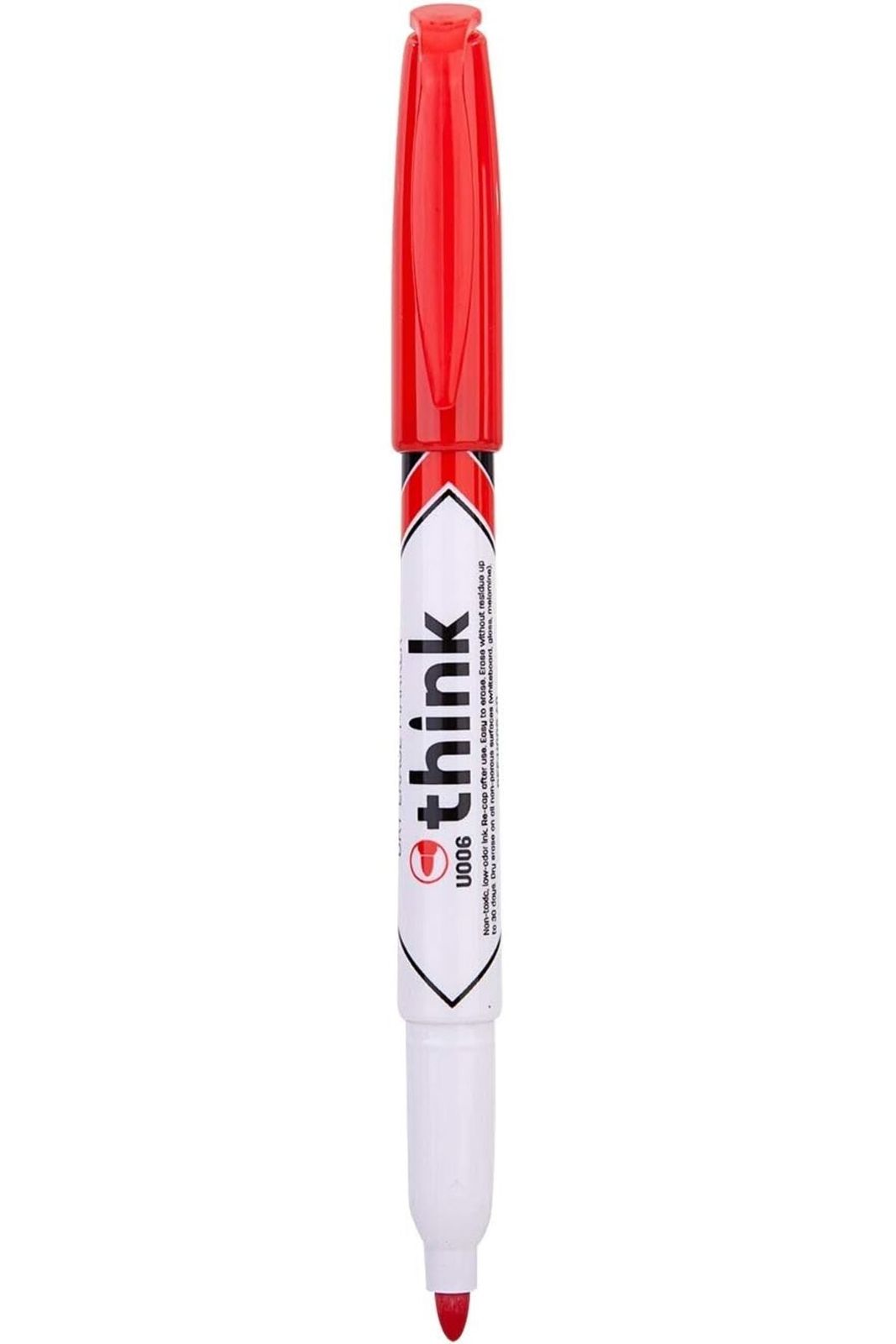 EU00640 Slim Whiteboard Marker, Red (Pack of 3)