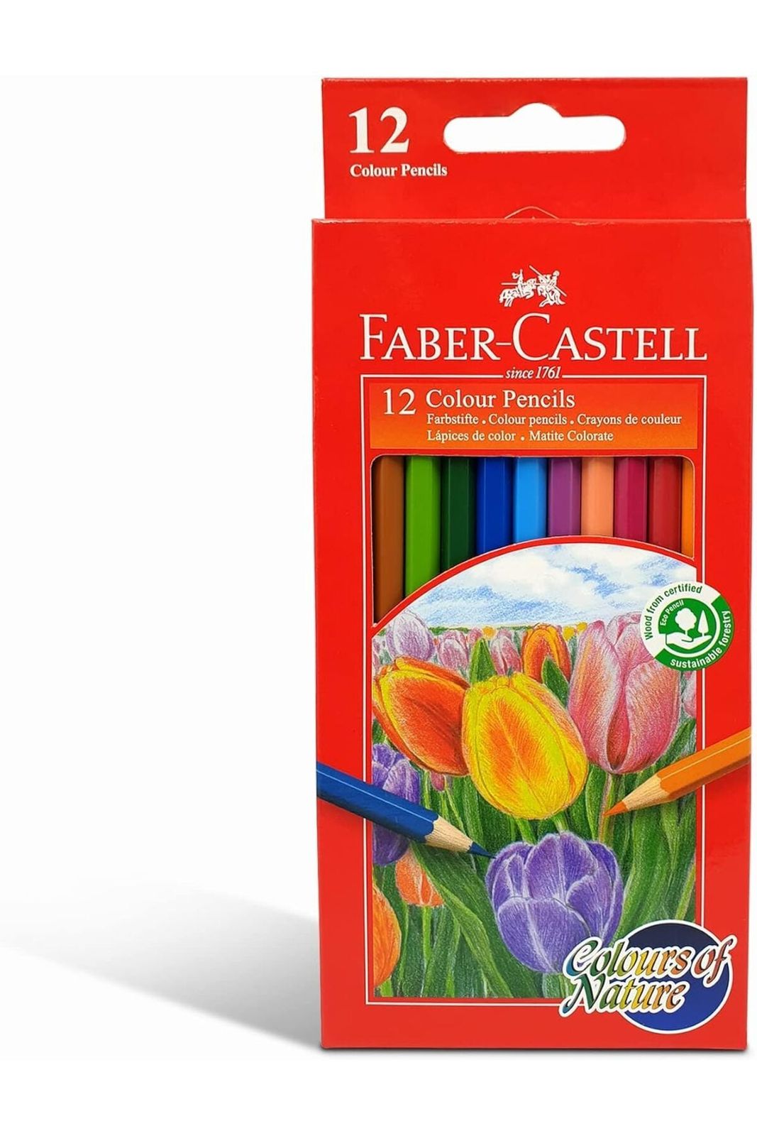 أقلام تلوين فابر كاستل ألوان الطبيعة، علبة كرتونية تحتوي على 12 لونًا، تصاميم متنوعة (114416) الصورة الرئيسية