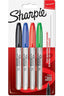 Permanent Markers | Fine Point | Assorted Standard Colours | 4 Count