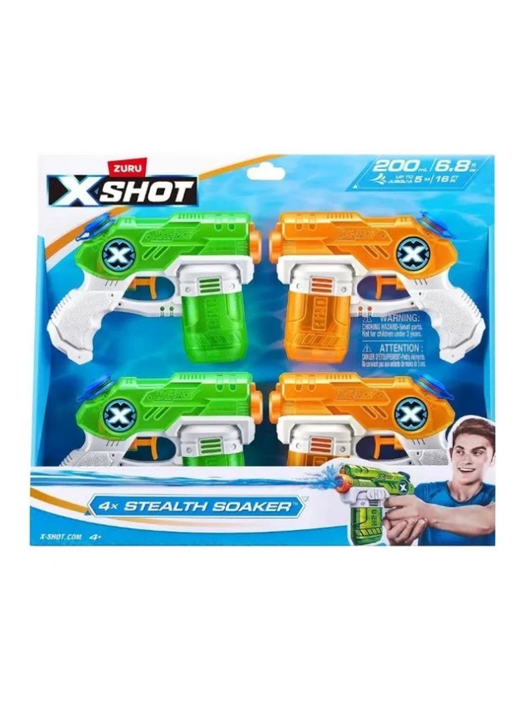 X‑Shot Water Small Stealth Soaker (4‑Pack) (Model XS‑118132)