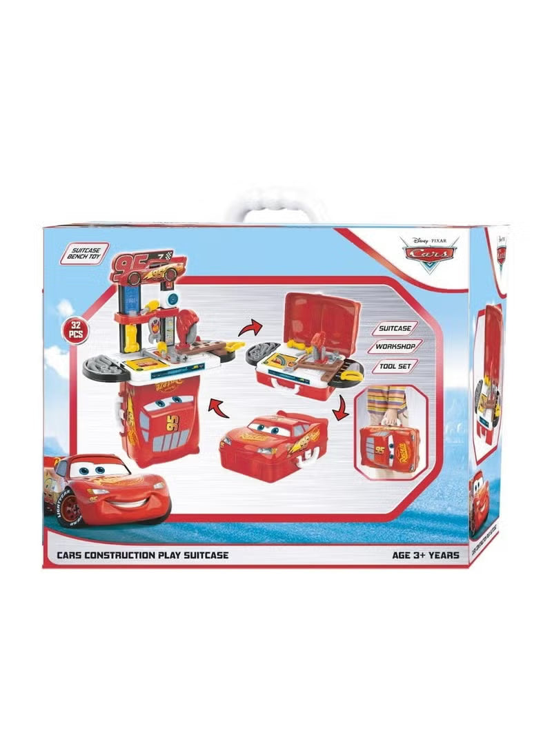 Cars Work Station Play Suitcase Set – Portable Pretend Play Construction Tools Kit