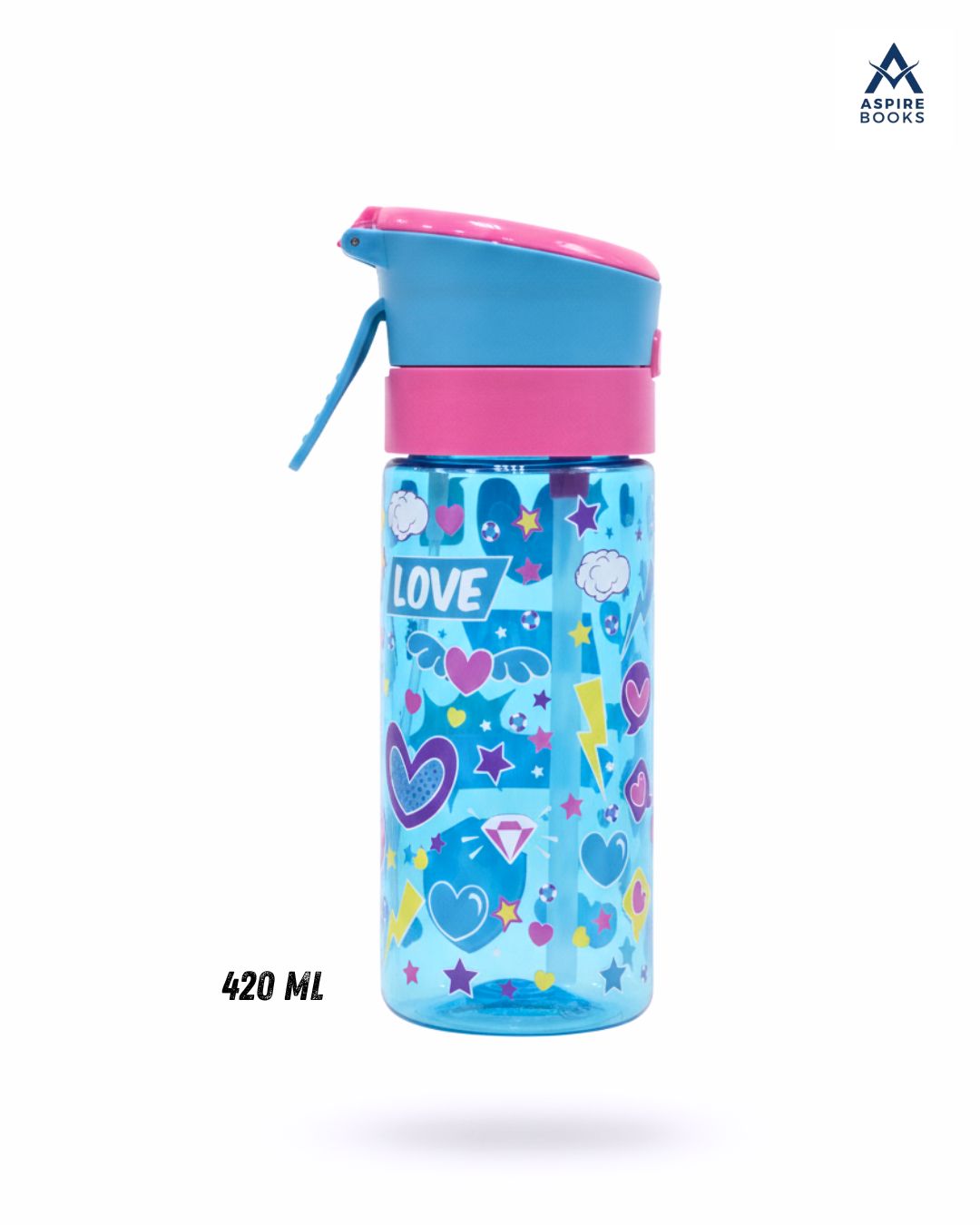 Children’s Water Bottle 420ml – Leak-Proof School Bottle with Colorful Emoji Graphics