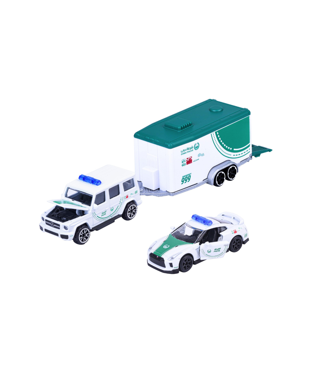 Majorette Dubai Police Racing Deluxe Trailer Diecast Set