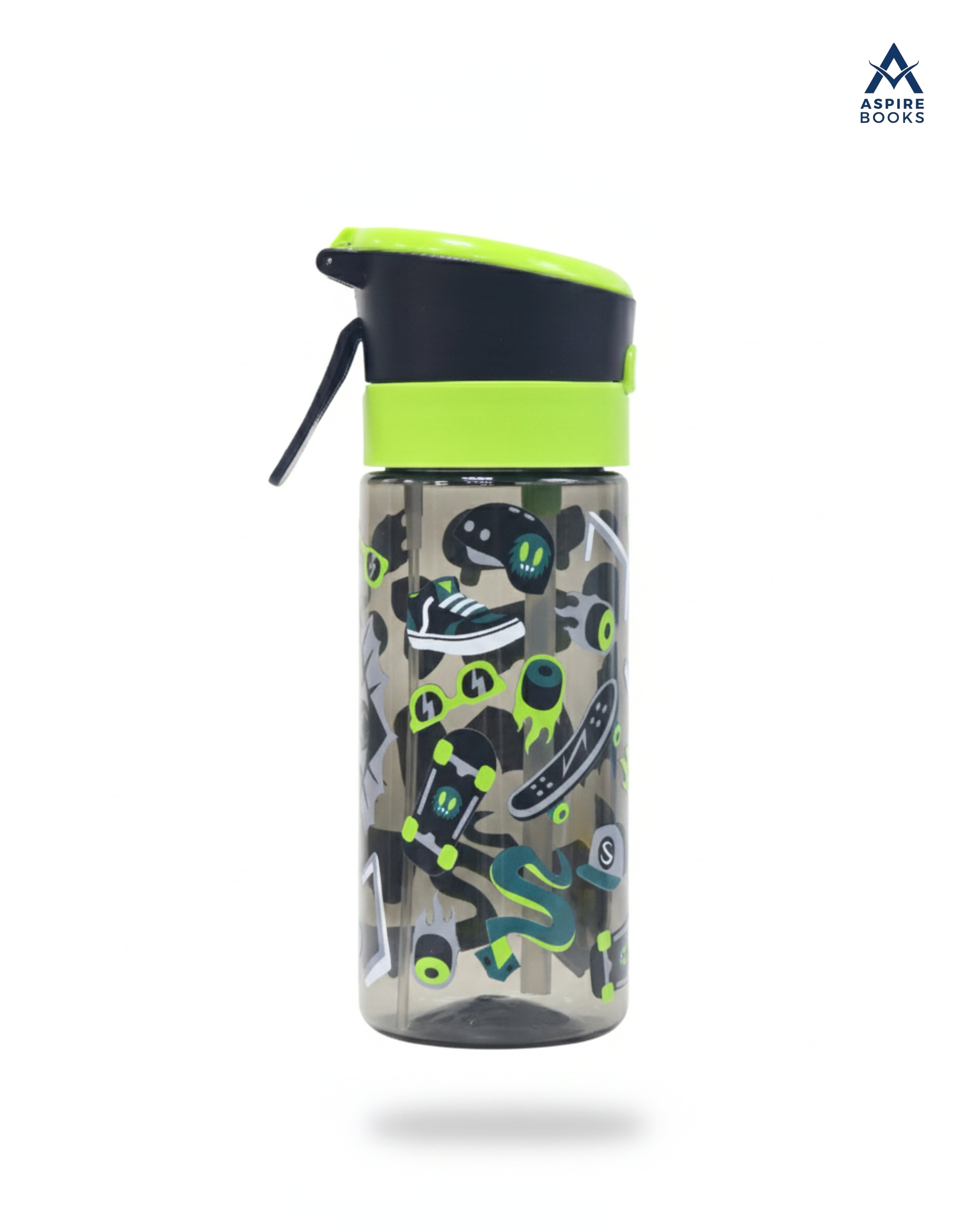 Kids Water Bottle 420ml – Leak-Proof Sip-Drink Lid and Straw - Green