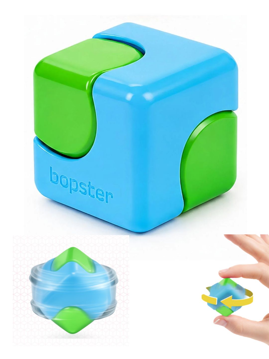 Bopster Fidget Cube Spinner - Smooth Finish, Easy-to-Hold Fidget Toy