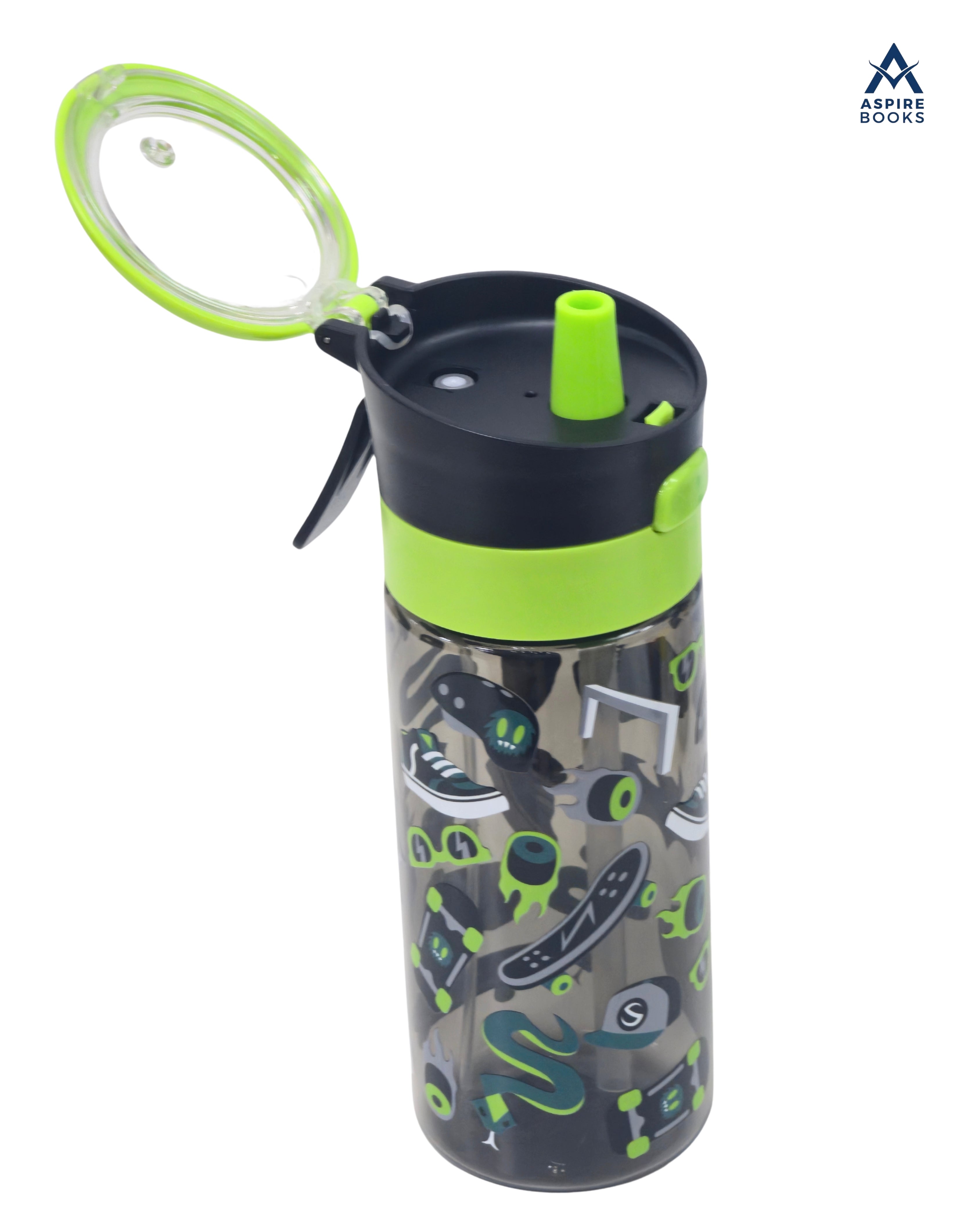 Kids Water Bottle 420ml – Leak-Proof Sip-Drink Lid and Straw - Green