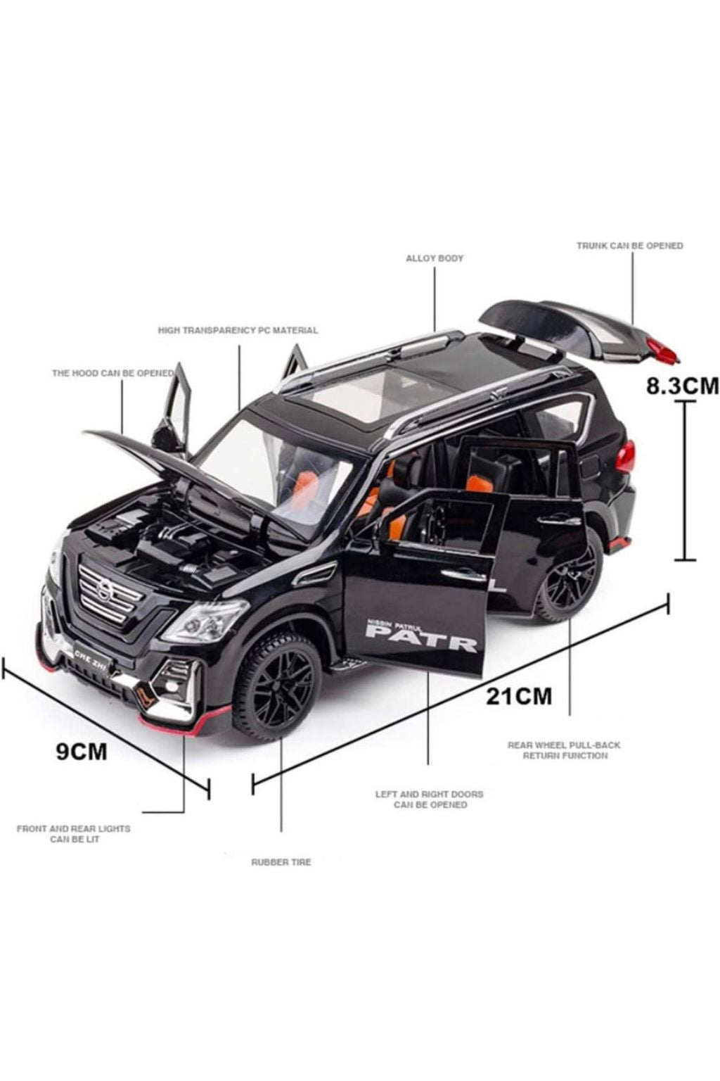 Pull-Back Die-Cast Metal Nissan Patrol Toy Car CZ136A – Assorted Colours