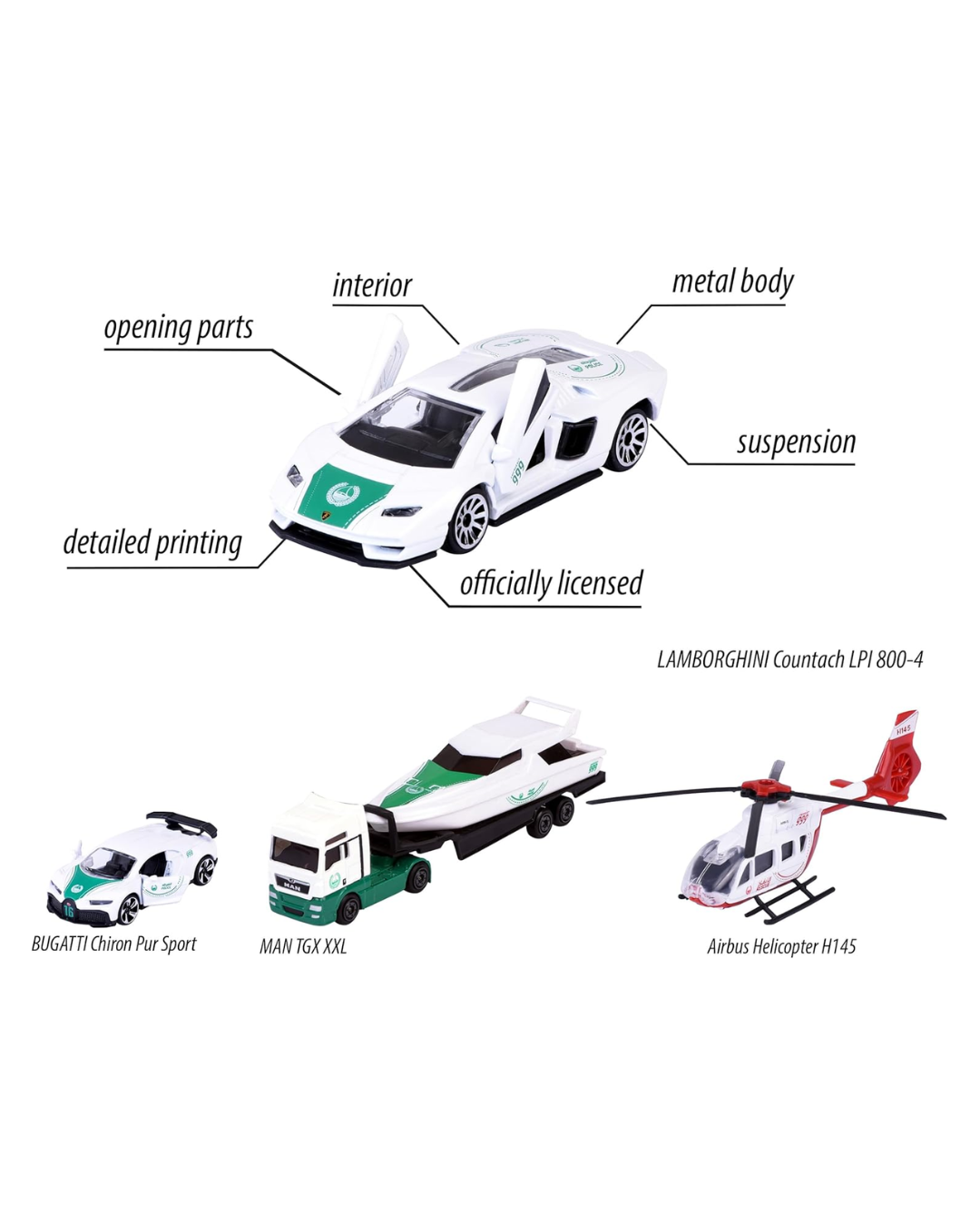 Majorette Dubai Police Force 5-Piece Diecast Car Set