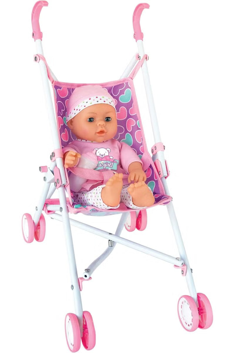 Baby Doll Stroller with Doll – Kids Push Along Doll Pram Set Main image