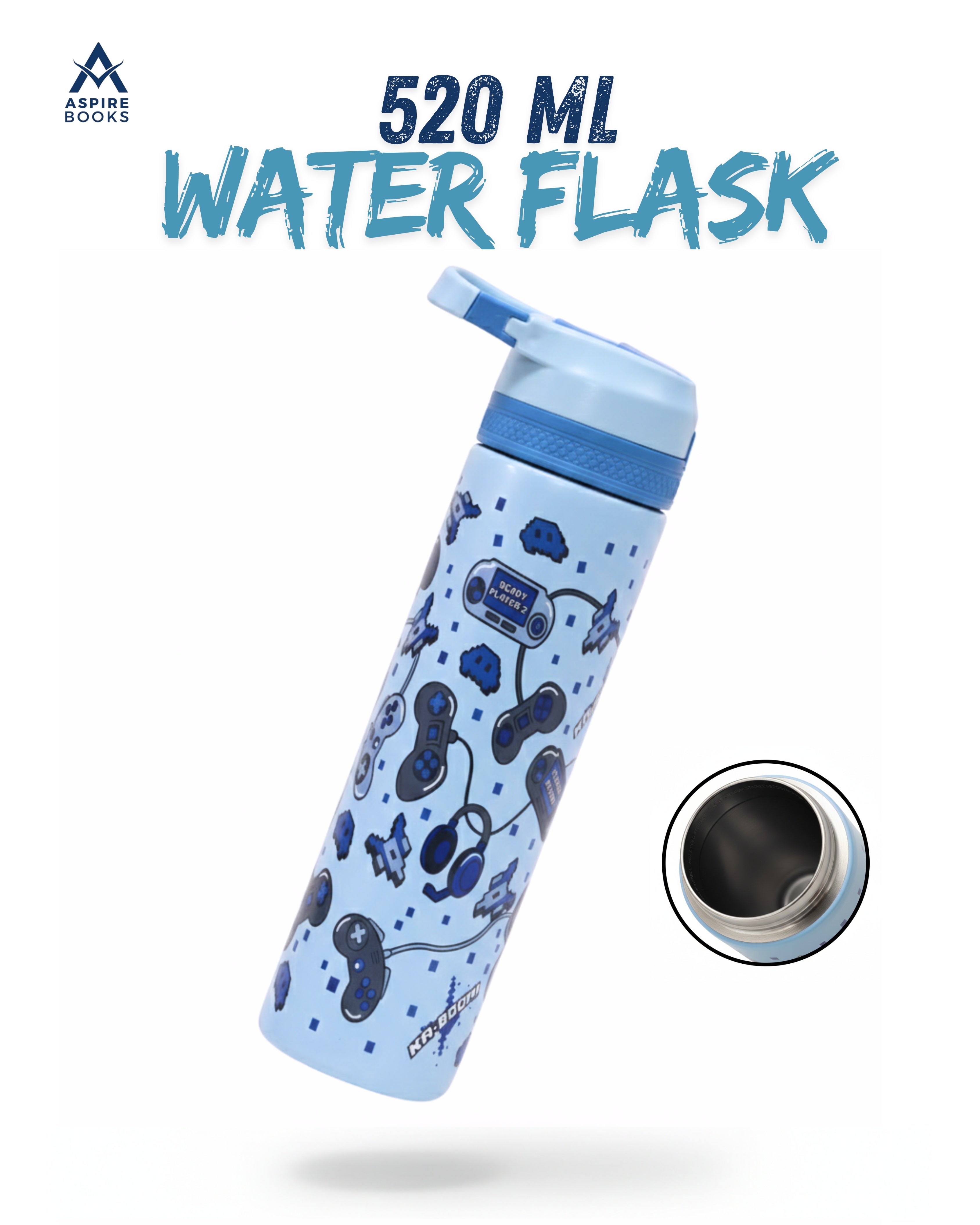Printed 520ml Stainless Steel Flask for Kids- Blue