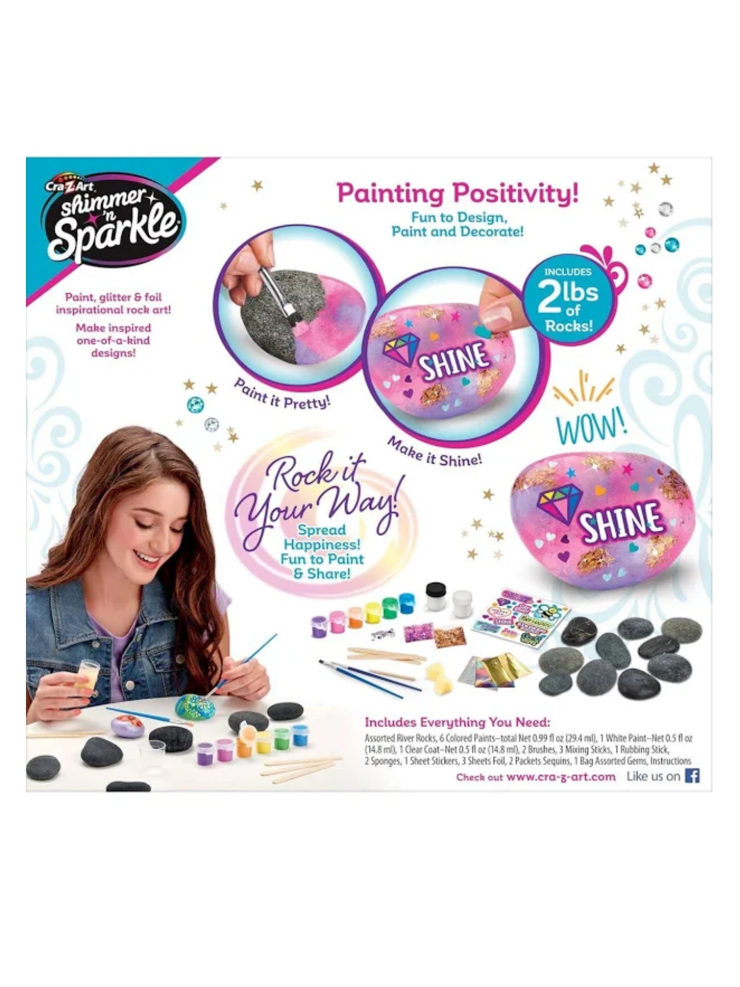 Shimmer N Sparkle Inspirational Rock Art Craft Kit for Kids