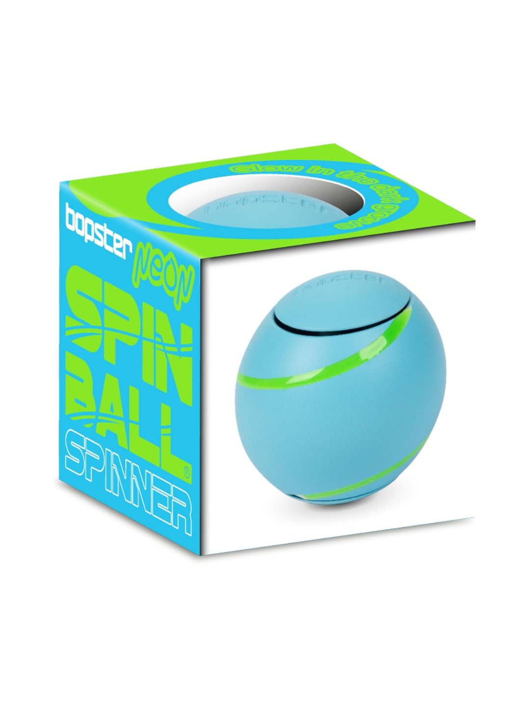 Bopster Spin Ball Spinner Neon colour with Glow in the Dark Groove | Blue