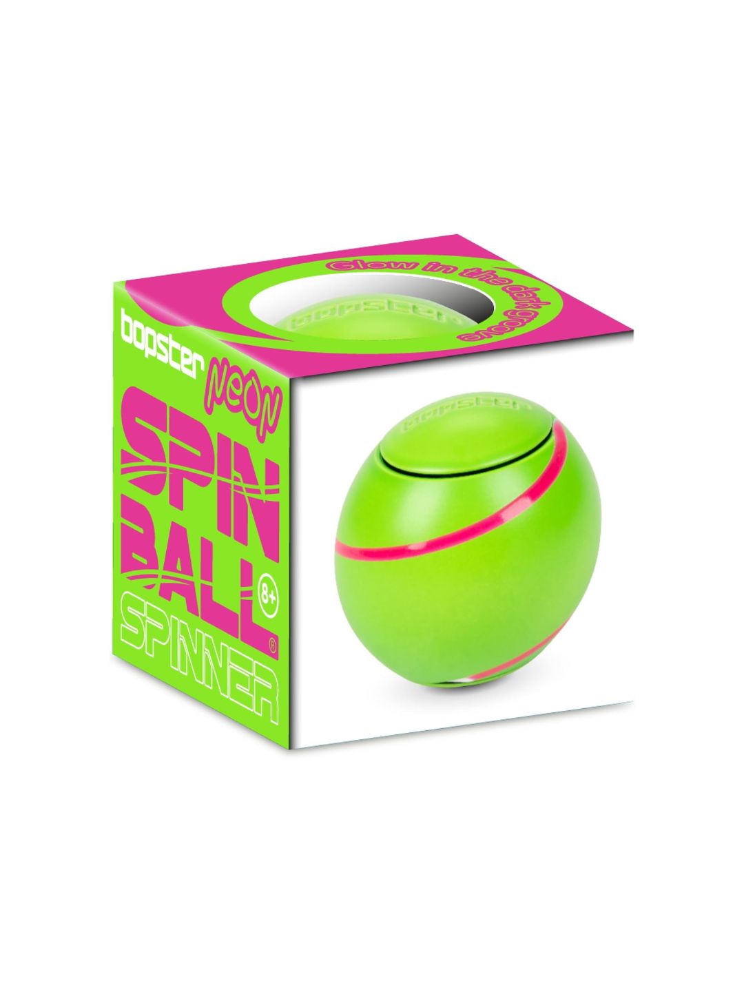 Bopster Spin Ball Spinner Neon colour with Glow in the Dark Groove | Green