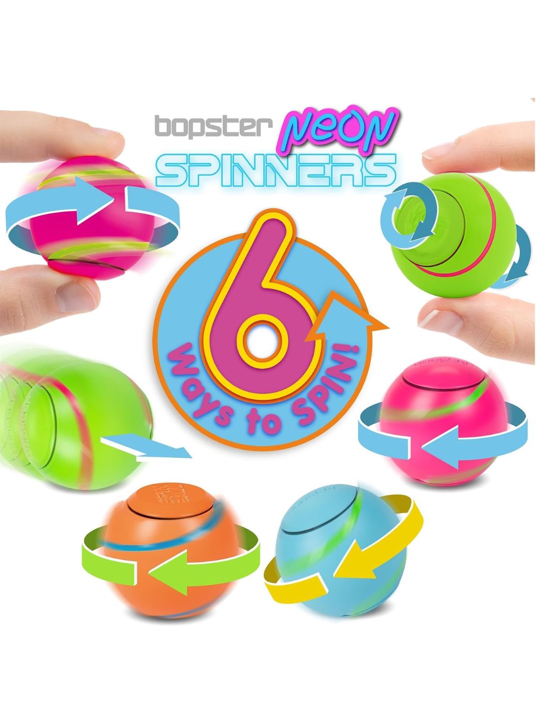 Bopster Spin Ball Spinner Neon colour with Glow in the Dark Groove | Green