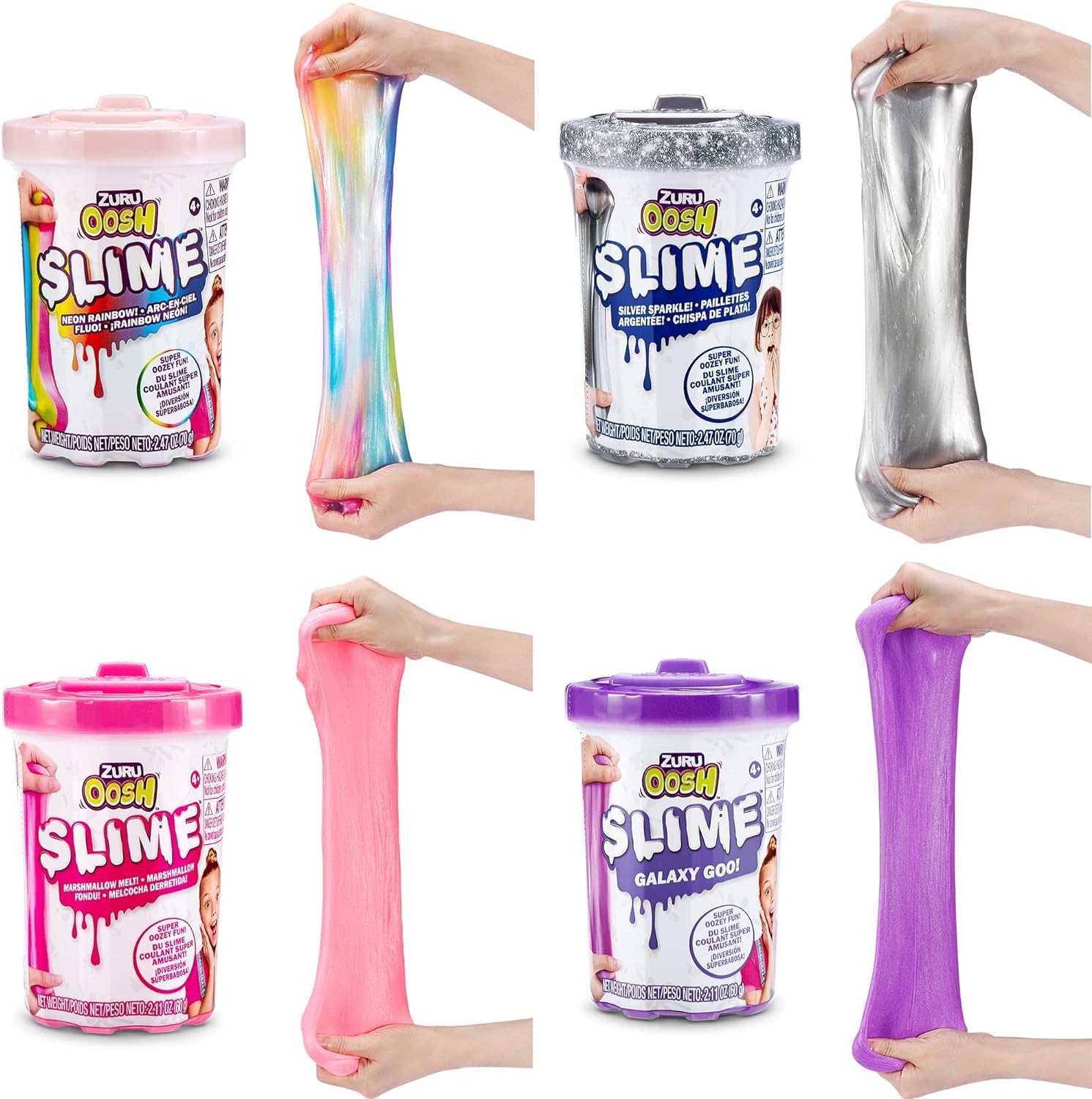 ZURU Oosh Standard Slime 4-Pack Tub Set – Stretchy, Squishy Fun for Kids