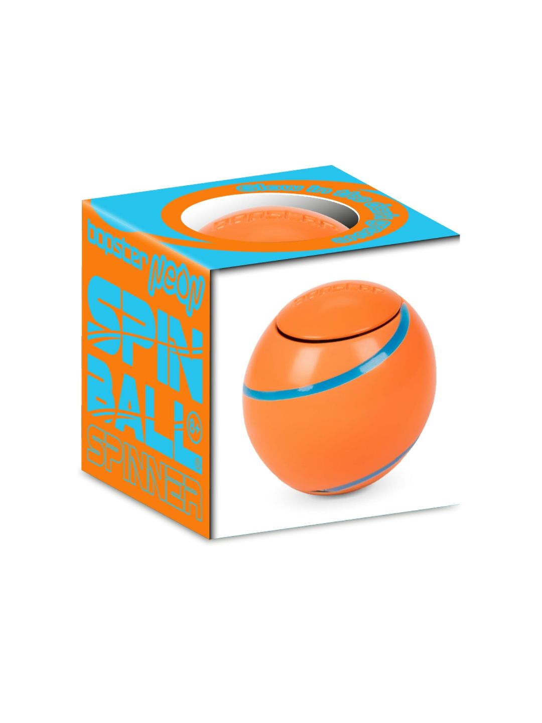 Bopster Spin Ball Spinner Neon colour with Glow in the Dark Groove | Orange