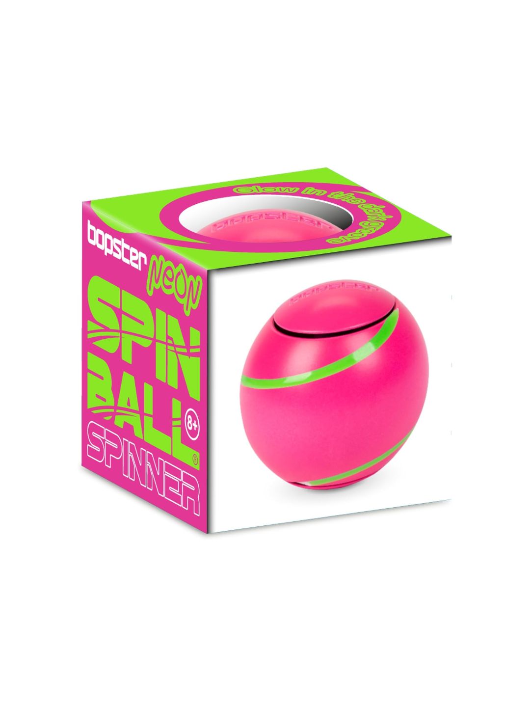 Bopster Spin Ball Spinner Neon colour with Glow in the Dark Groove | Pink