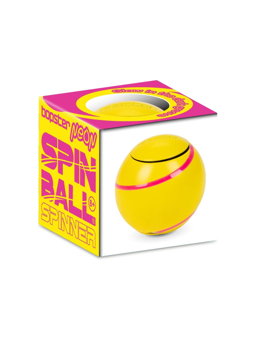 Bopster Spin Ball Spinner Neon colour with Glow in the Dark Groove | Yellow