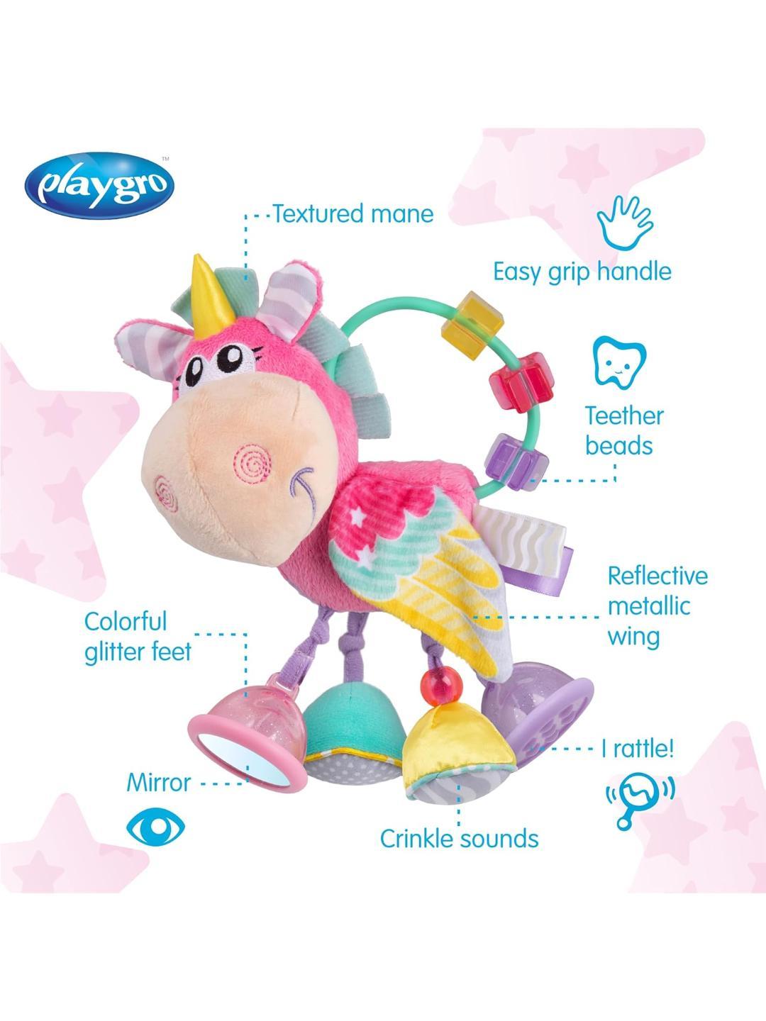 Playgro Unicorn Activity Rattle, for 3+ Months