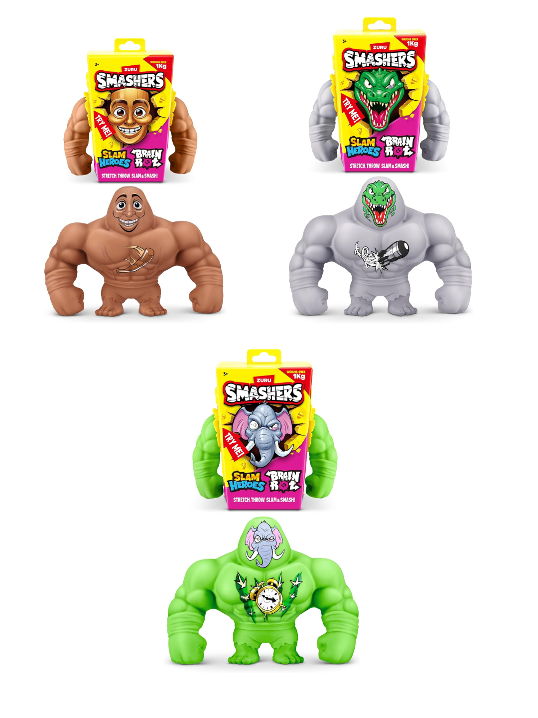 ZURU Smashers Slam Heroes Brain Rot Action Figure – Super Stretch & Slam – Assorted Characters – 74164