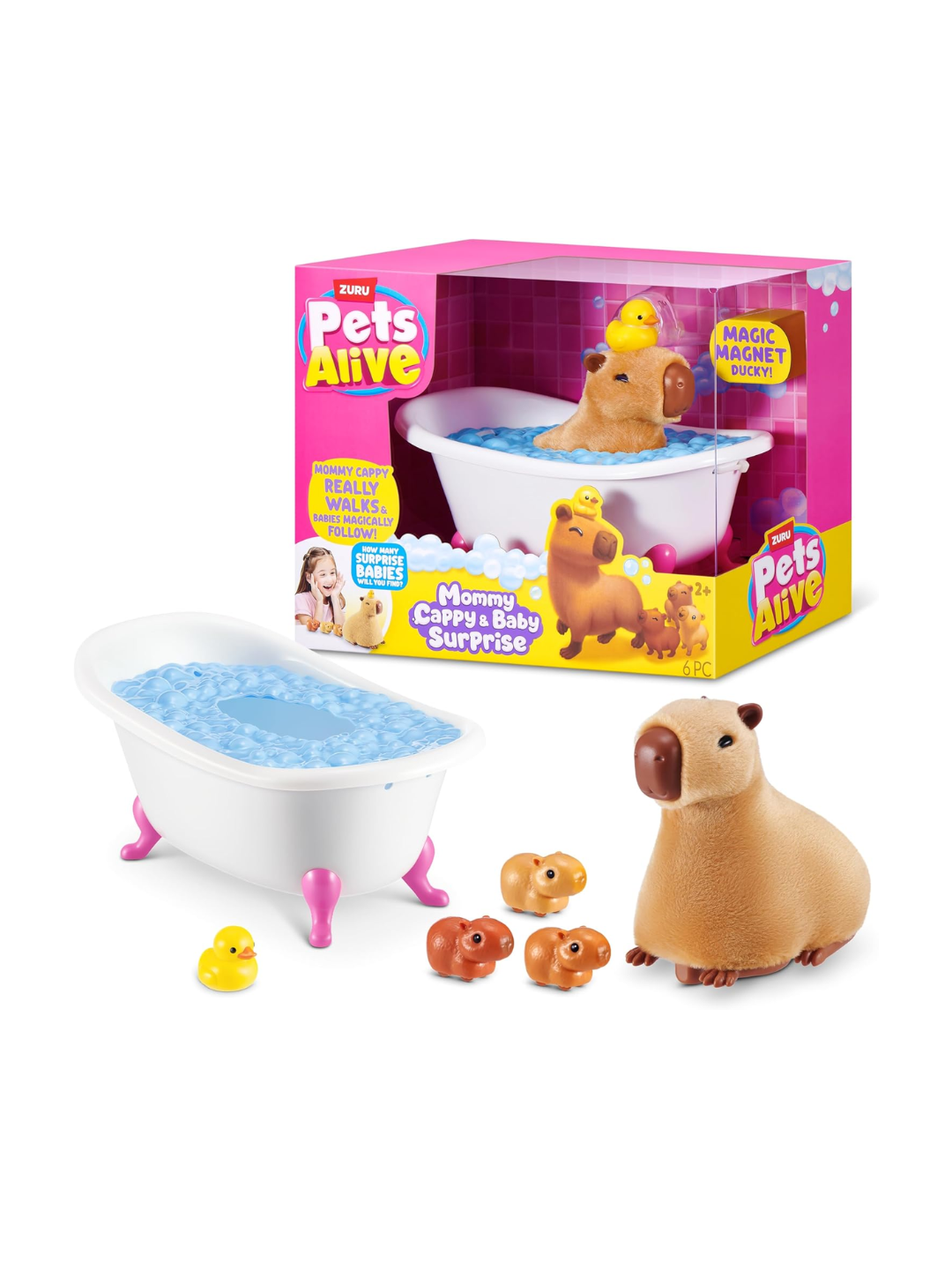 ZURU Pets Alive Mommy Capybara and Baby Surprise – Interactive Capybara Toy Set