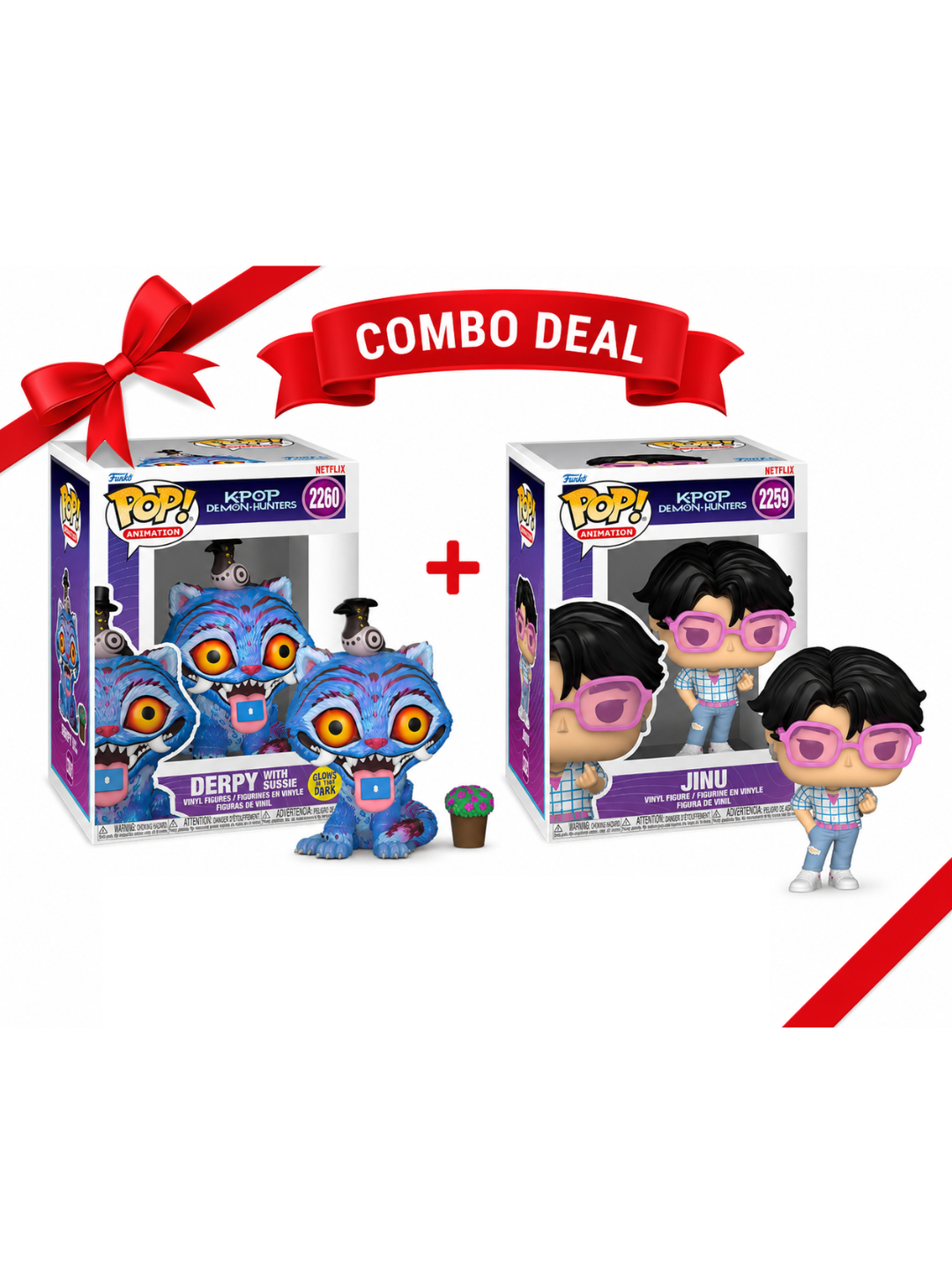 Funko Pop! KPOP Demon Hunters Jinu + Derpy with Sussie Glow Combo الصورة الرئيسية