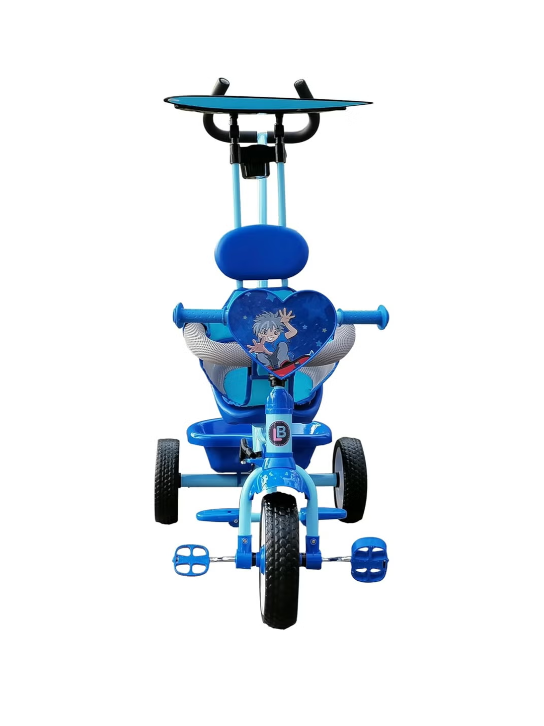 Lovely Baby Kids Tricycle with Push Handle & Canopy - Blue, 1–3 Years