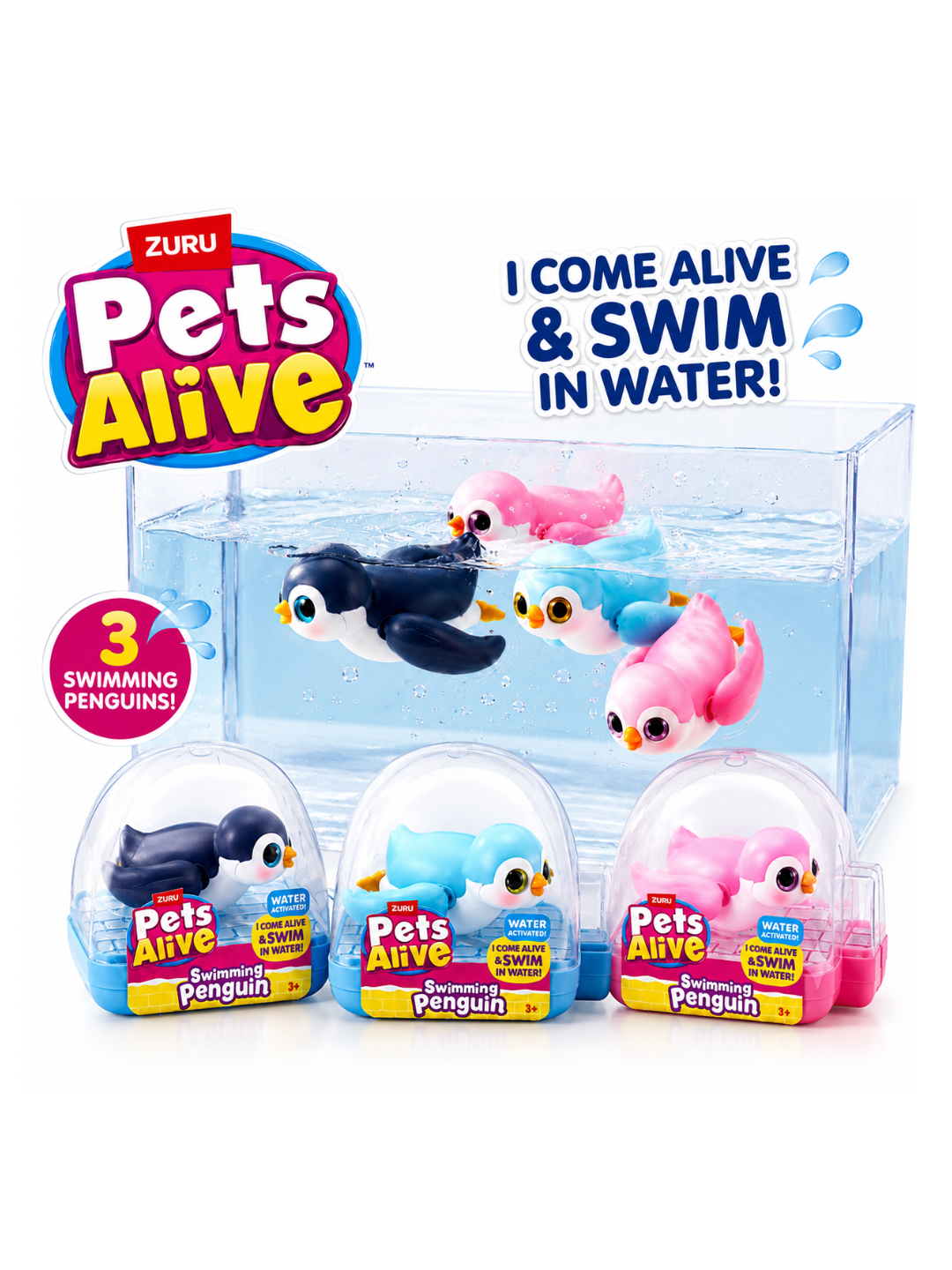 ZURU Pets Alive Swimming Penguin Series 1 Asst - 9573UQ1