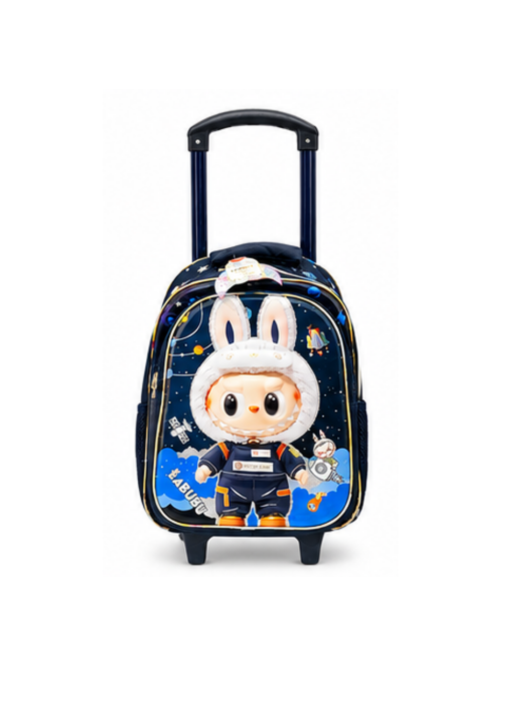 2-in-1 Labubu Space Theme Kids Trolley Bag Set – Trolley Backpack with Insulated Lunch Bag