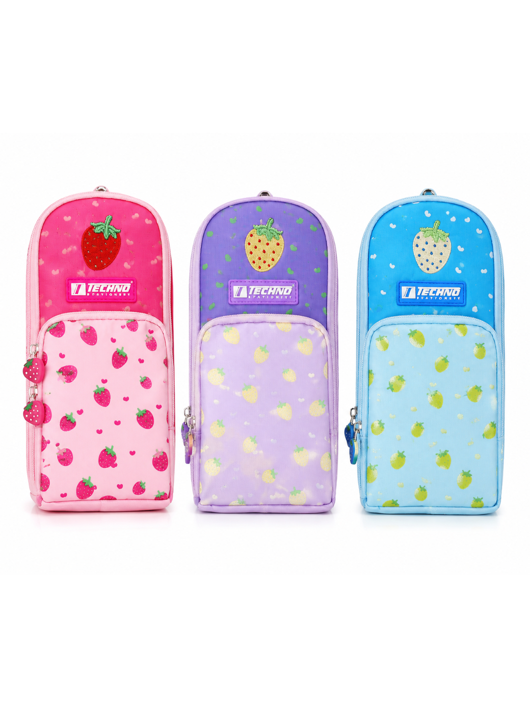 Techno Fruits Colourful Dual-Zipper Pencil Case