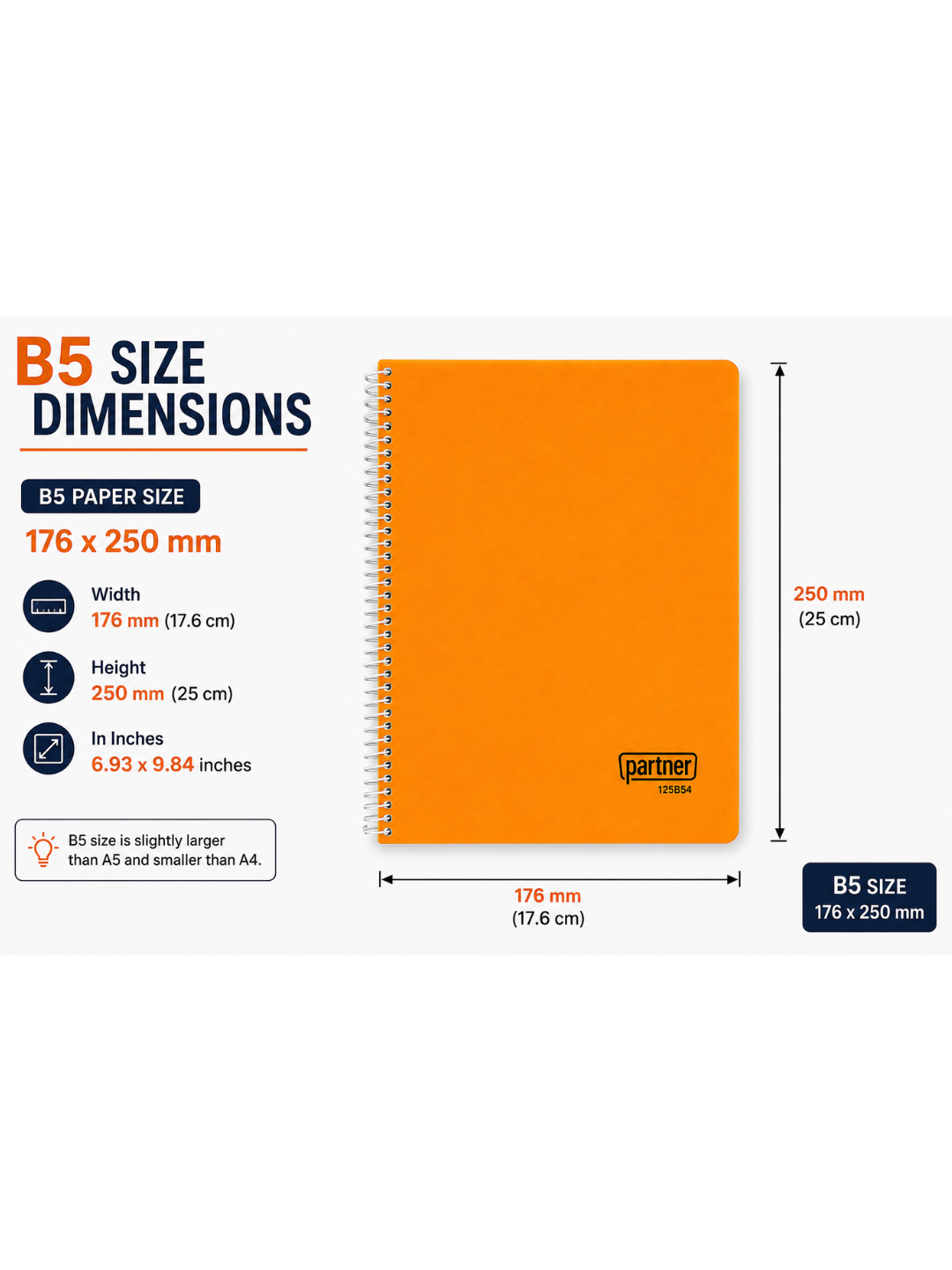 Partner B5 Spiral Notebook 4-Line PP Cover 100 Sheets – PT-125B54 Secondary image