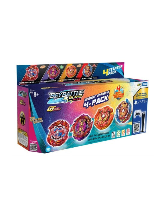 Beyblade Pack of 4 Series 5 Beybattle Energy Uprising Top Set with Launchers & Rip Cords