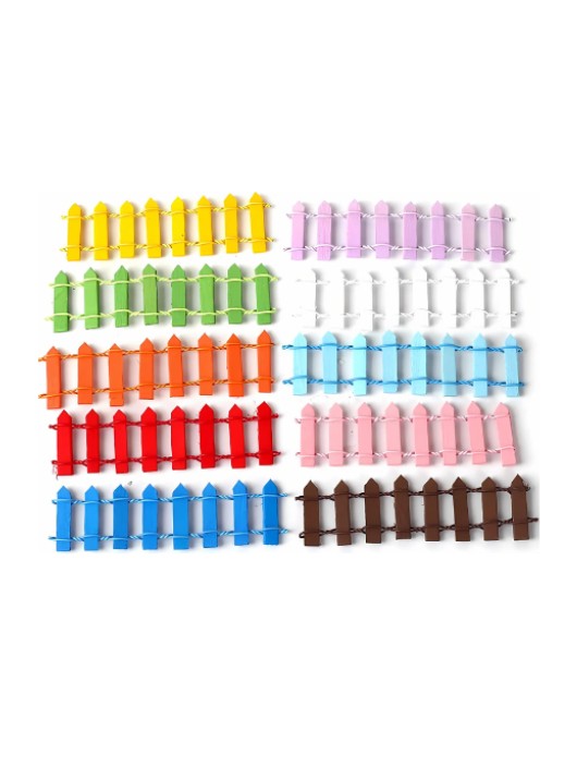 Colorful Wooden Fence Assorted Colors for Stationery Projects, DIY Crafts, Scrapbooking & School Decorations - 5 Fence Pack Asst Main image