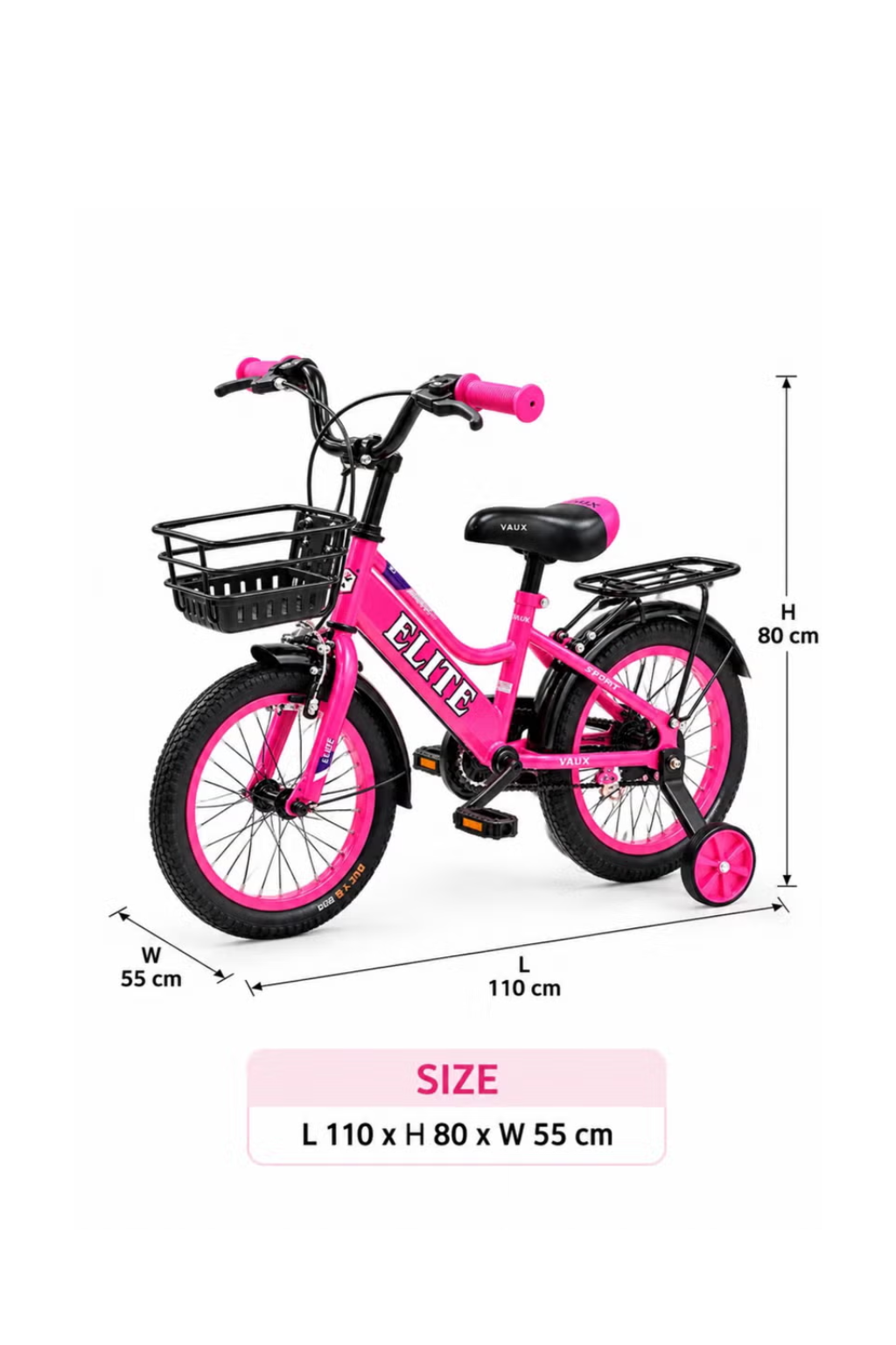 Vaux Elite Kids Bicycle 16 Inch – Light Pink