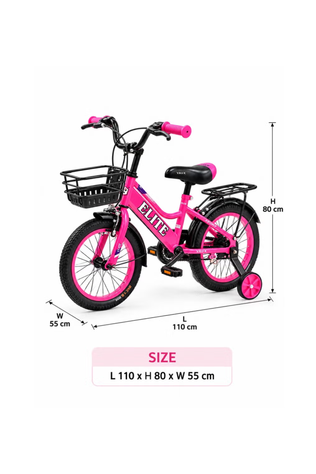 Vaux Elite Kids Bicycle 16 Inch – Dark Pink Girls Bike