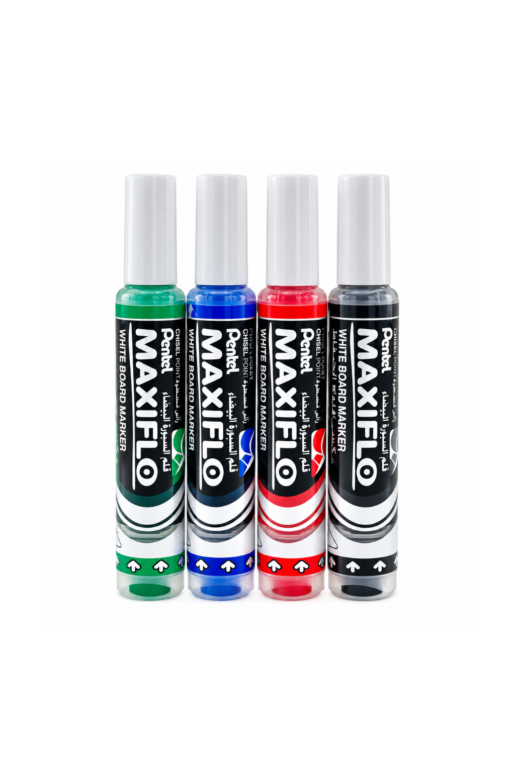 Pentel Maxiflo Whiteboard Marker Set, Assorted Colours, 4 Pieces