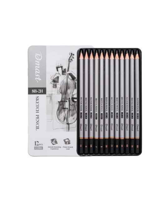 Deli EC391 Sketch Pencil Set 12 Pieces - Black