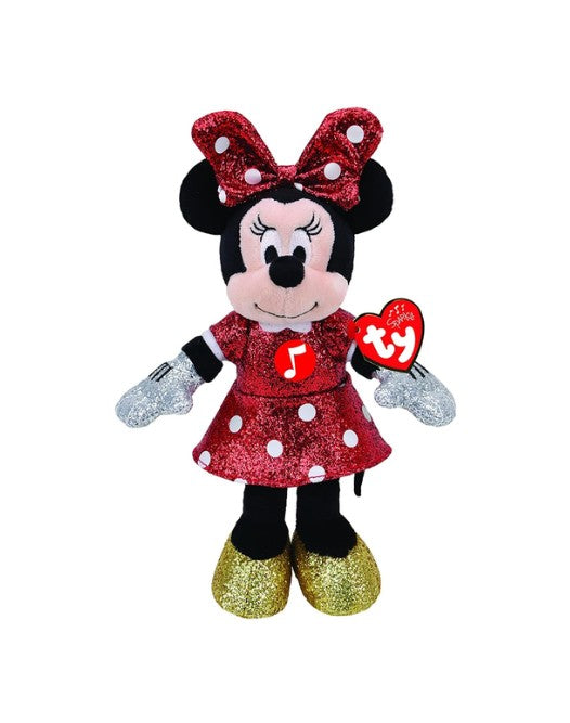 TY Disney Minnie Super Sparkle Red Plush with Sound – Medium الصورة الرئيسية