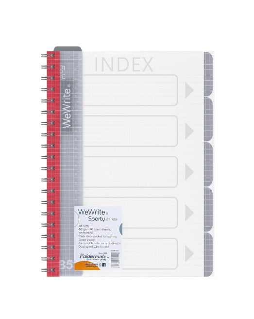 دفتر ملاحظات INDEX 3 للمواد الدراسية، مقاس B5 | 120 ورقة | مثقب، مسطر، 80 غرام/م²، عبوة من 3 دفاتر الصورة الرئيسية