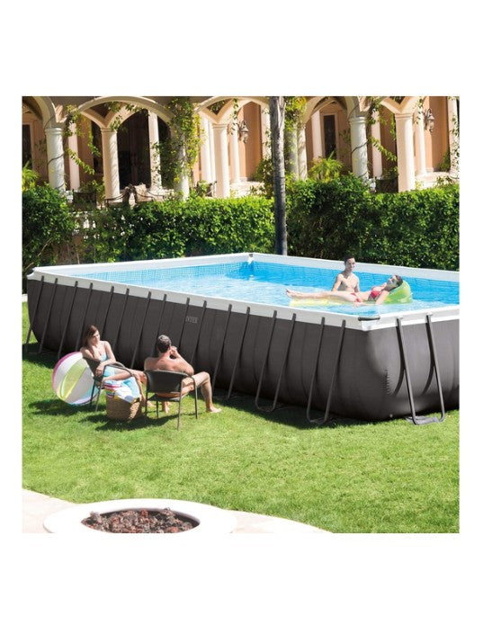 Intex Ultra Frame Rectangular Swimming Pool 32ft (975x488x132 cm) Heavy Duty Steel Frame Above Ground Family Pool Set with Filter Pump System SF-25KG Main image