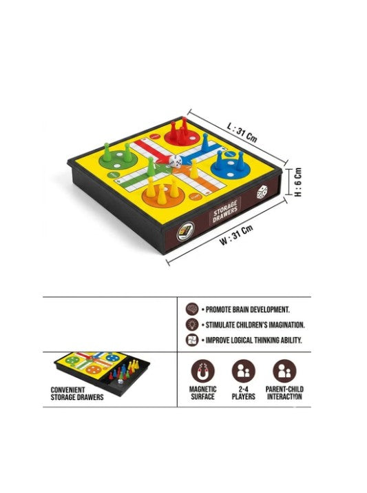 Magnetic Ludo Table Game with Storage Drawers - Educational Family Board Game