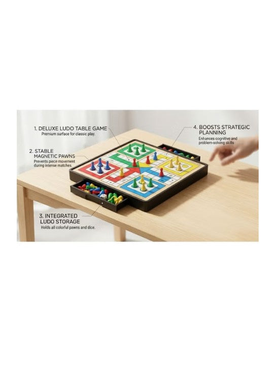Magnetic Ludo Table Game with Storage Drawers - Educational Family Board Game صورة ثانوية